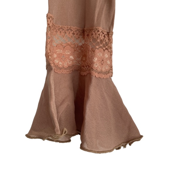 2for$38 Xoxo jeans women’s sheer mesh lace brown long sleeve top size Large - Picture 3 of 7